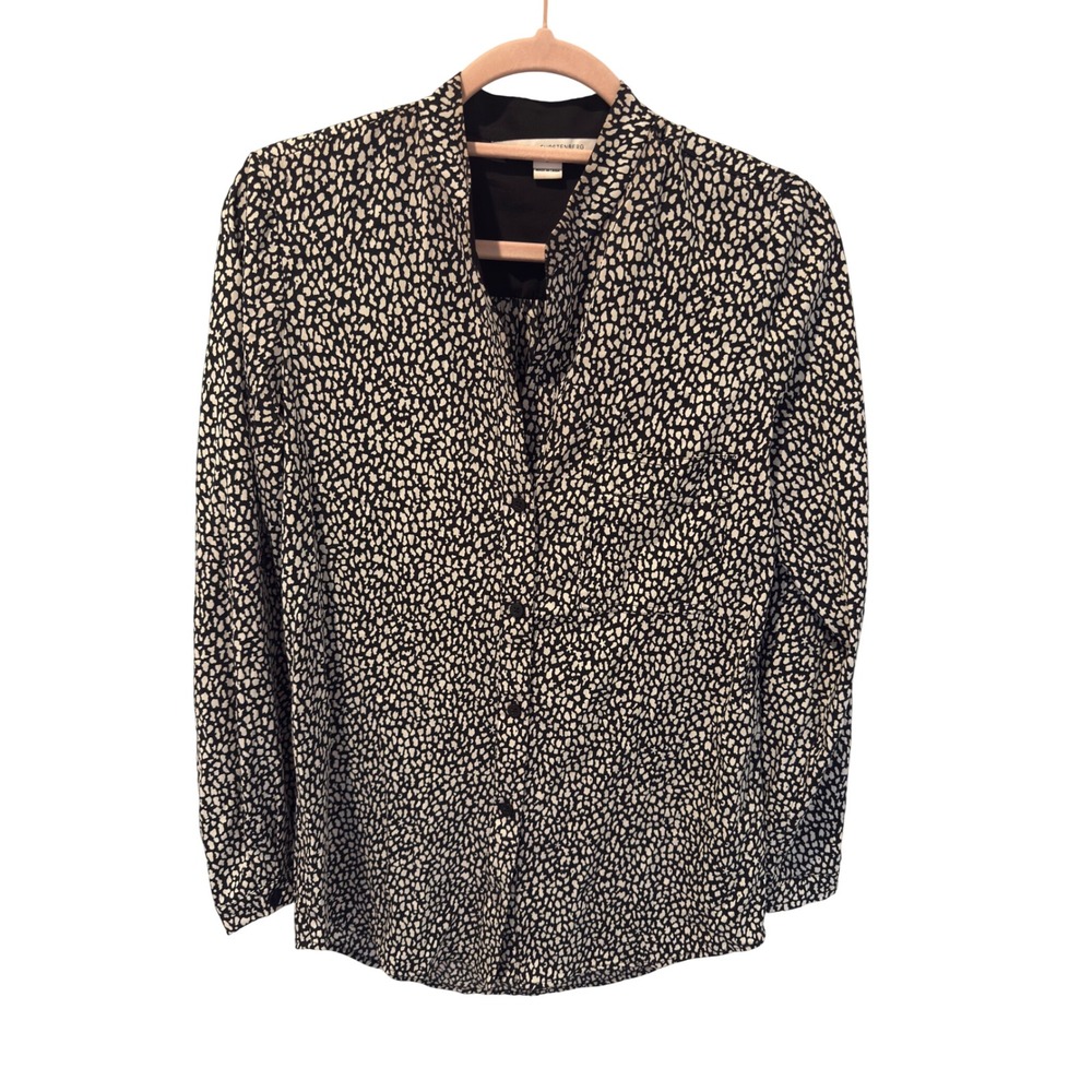 Diane Von Furstenberg DvF Silk Blend Button Down Shirt